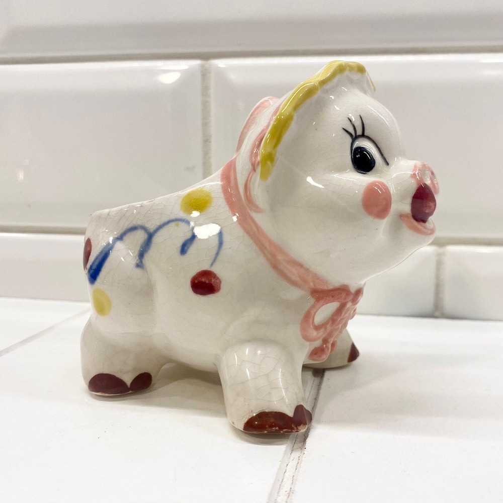 Vintage Anthropomorphic Piggy Planter, Made in Japan, Tiny Succulent Planter - Picture 4 of 11